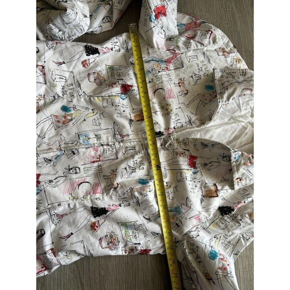Conversational Parisian Dog Walking Boutique Embellished Print Zip Jacket Sz 6 - Picture 9 of 11